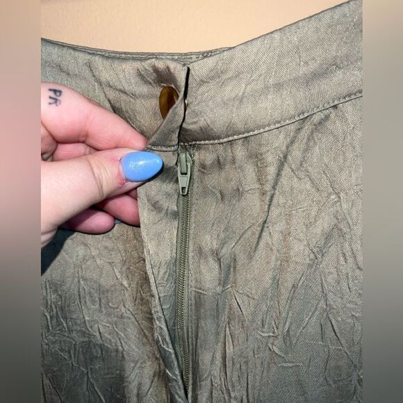 Zara Olive Green Slouchy Loose Fit Silky Jogger‎ Pants Size Small - Picture 3 of 9
